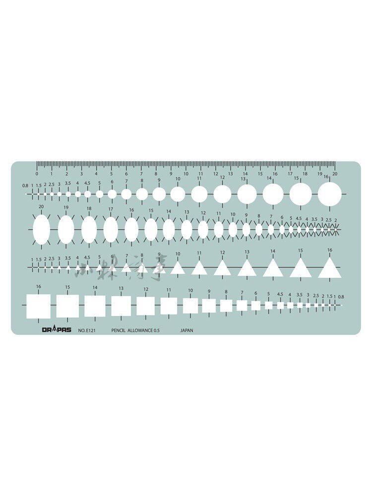 日本 ドラパス テンプレート定規 20cm ｜ Drapas template ruler 20cm ｜ 日本drapas综合模板尺84孔20cm长e-121尺子原产正品2-534
