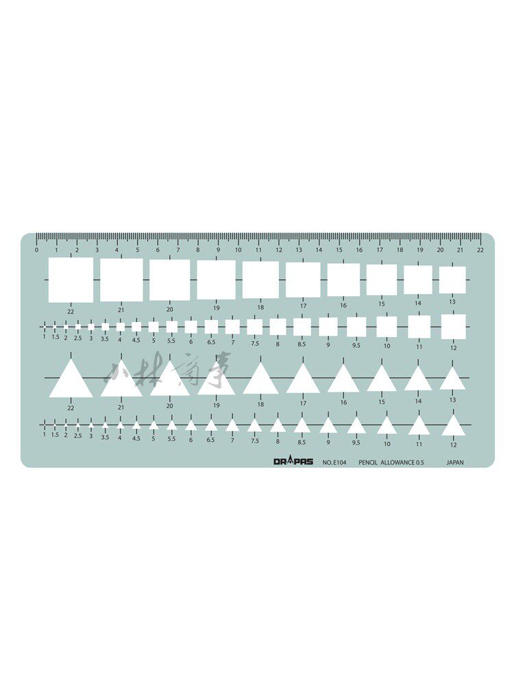 日本 ドラパス テンプレート定規 22cm ｜ Drapas template ruler 22cm ｜ 日本drapas三角形正方形模板尺22cm长62孔e104原产 2-532