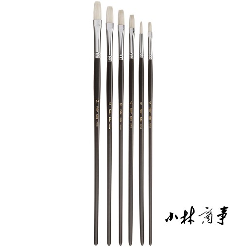 日本製 油絵筆・ナイフ セット ｜ Oil Brushes & Knives set (Made in Japan) ｜ 日本原产DRAPAS黑轴P油画笔猪鬃材料hudekoubo圆头平头套装6-102