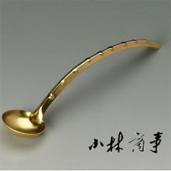 日本 膠・礬水・画用液 133mm 真鍮 ｜ Glue, Alum Sizing & Mediums 133mm brass ｜ 日本上羽 黄铜水匙 弯勺子133mm岩彩国画重彩打胶液打水 7-201