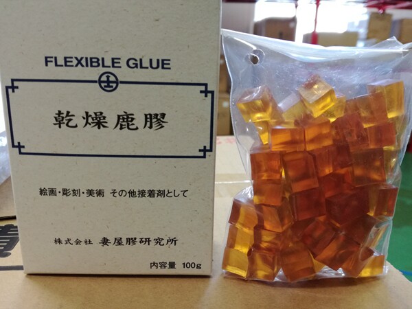 日本製 膠・礬水・画用液 ｜ Glue, Alum Sizing & Mediums (Made in Japan) ｜ 日本原产 妻屋干燥鹿胶 软韧鹿胶 100克 岩彩颜彩工笔壁画胶水