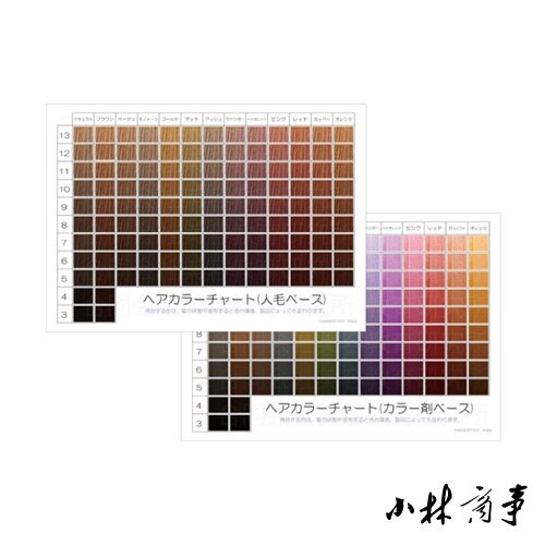 日本 カラーチャート 1枚 ｜ Color chart 1 sheets ｜ 日本染发色卡发色背面染发剂色A5A4大3-13度各13色242色1张美发