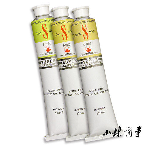 日本製 松田 絵具（顔料） 銀白 110ml ｜ Matsuda paint ／ pigment silver white 110ml (Made in Japan) ｜ 日本原产松田油画颜料matsuda锌白银白钛白110ml