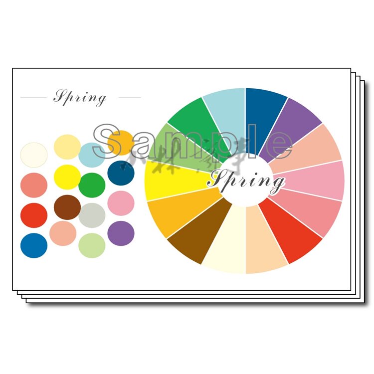 日本 AOJASIN カラーチャート 4枚 ｜ AOJASIN color chart 4 sheets ｜ 日本aojasin四季色彩色相环调色板色卡A4一套4张有塑封