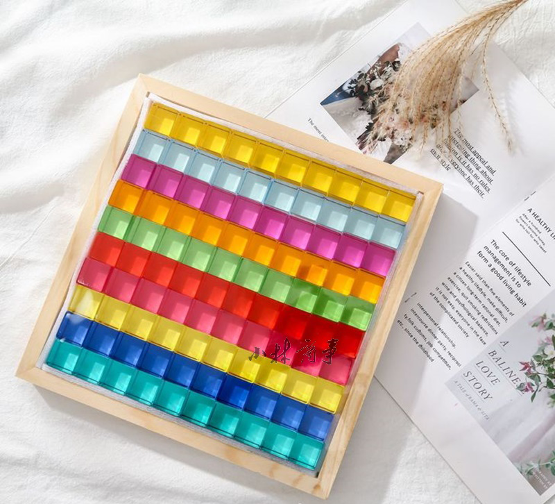その他の色彩製品 ｜ Other Colour Products ｜ 高透亚克力方块透光彩虹积木水晶立方体儿童益智感官拼搭积木玩具