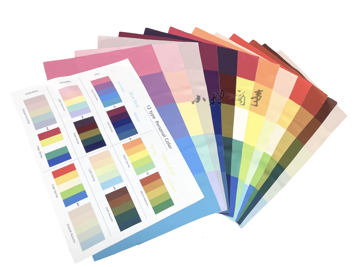 日本 色布 3枚 ｜ Color cloth 3 sheets ｜ 日本四季色彩色布12种分类5色各季节3张+色彩分类A3海报