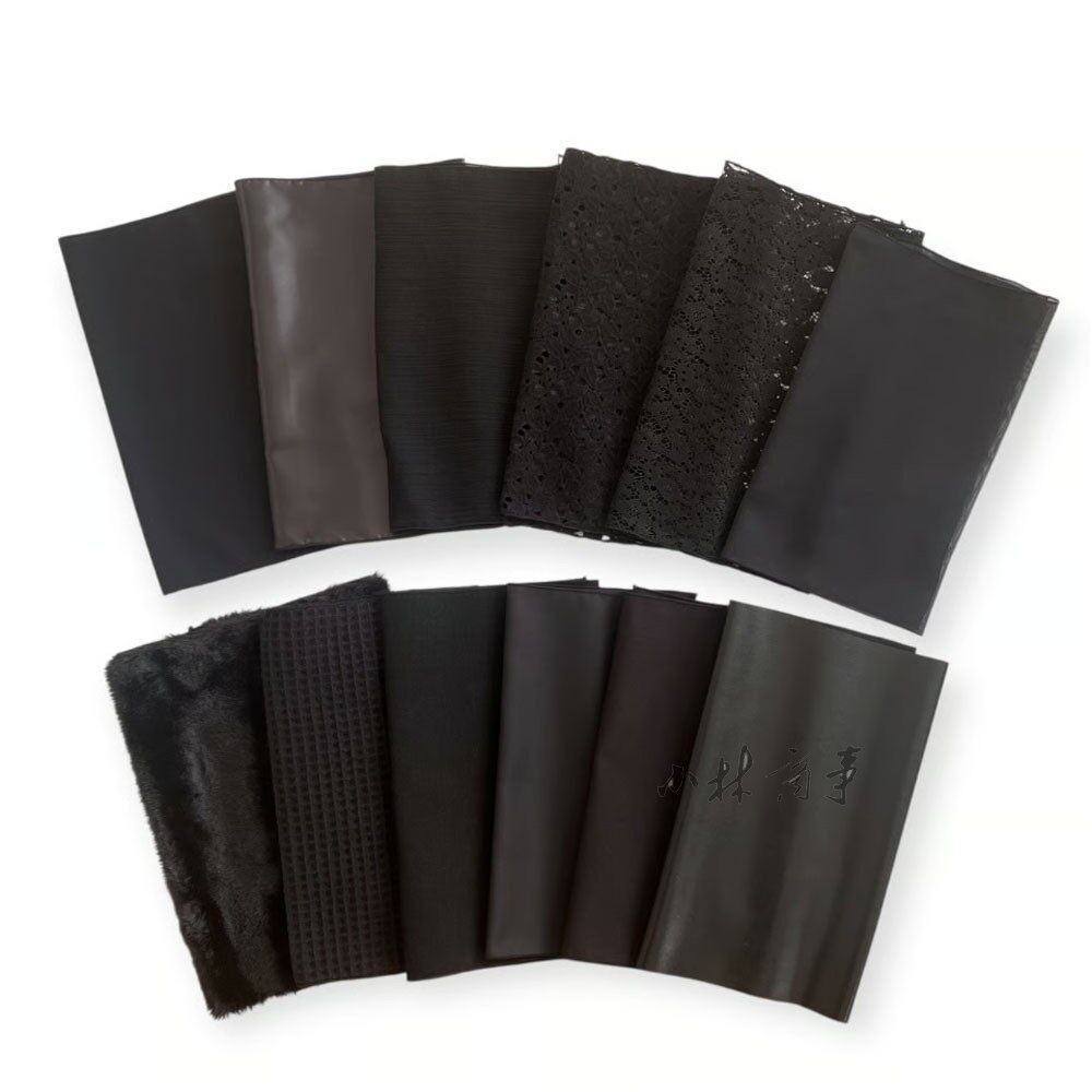 日本製 色布 50*28cm ナイロン 12枚 ｜ Color cloth 50*28cm nylon 12 sheets (Made in Japan) ｜ 日本原产四季色彩诊断黑色系色布各种质感12张50*28cm棉尼龙