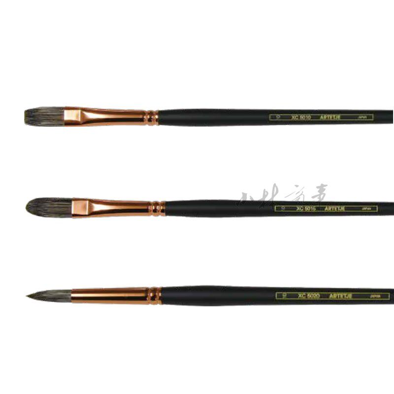 日本製 油絵筆・ナイフ C5000 豚毛 ｜ Oil Brushes & Knives C5000 hog hair (Made in Japan) ｜ 日本原产ARTETJE水彩油画笔XC5000系列圆平黑白猪毛短锋短轴丙烯
