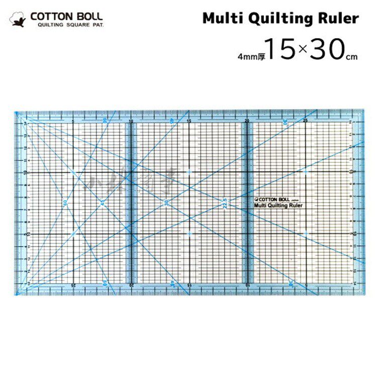 日本 定規 15*30cm 4mm ｜ Ruler 15*30cm 4mm ｜ 日本裁缝金龟彩色宽尺30cm蓝色15＊30cm厚4mm材质丙烯缝纫机绗缝